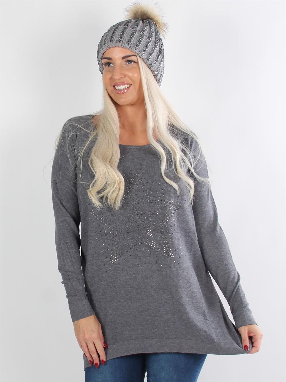 Milen - Beigefarvet strik med similistjerne